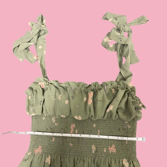 ๐ฟ Wilfred Green Floral Smocked Ruffle Crop Top โ Size S ๐ฟ - Picture 4 of 6